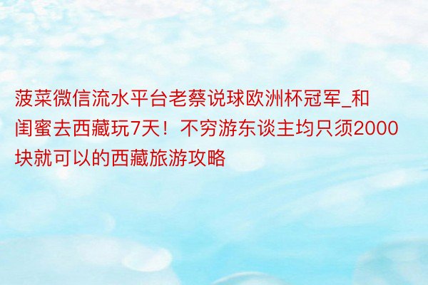 菠菜微信流水平台老蔡说球欧洲杯冠军_和闺蜜去西藏玩7天！不穷游东谈主均只须2000块就可以的西藏旅游攻略
